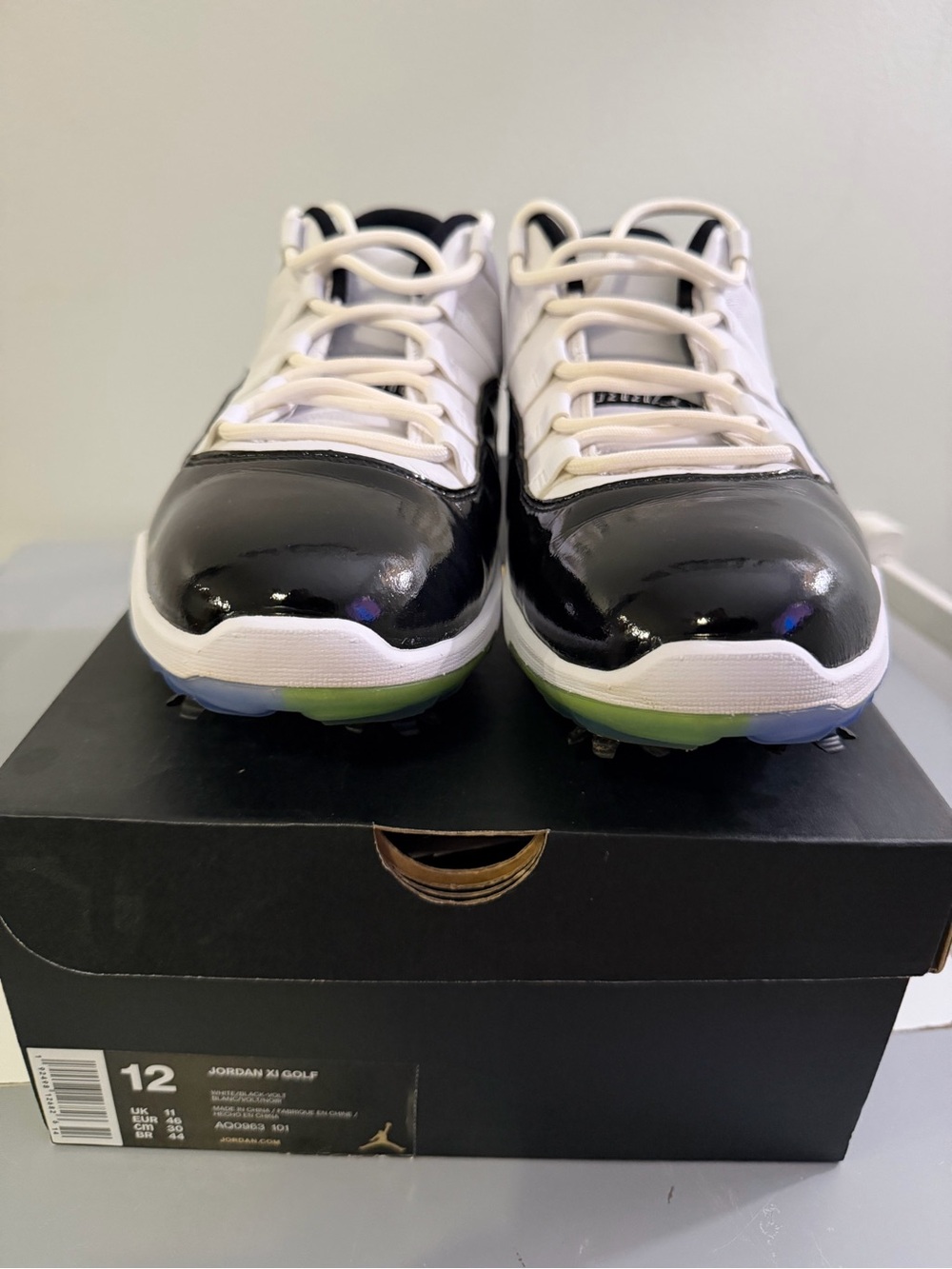 Jordan Men's Black White Golf Shoes with Lime Accent